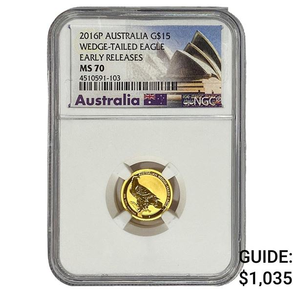 2016P Austraillia 1/10oz Gold $15 Wedge-Tailed Eagle NGC MS70
