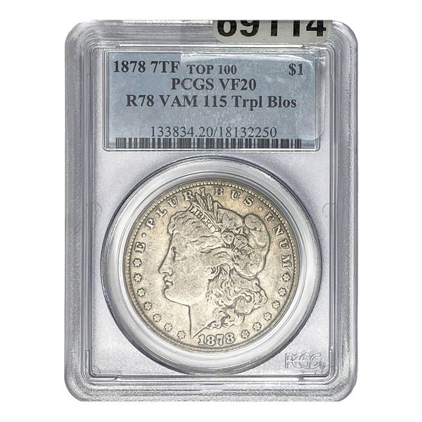 1878 R78 7TF Morgan Silver Dollar PCGS VF20 VAM 115