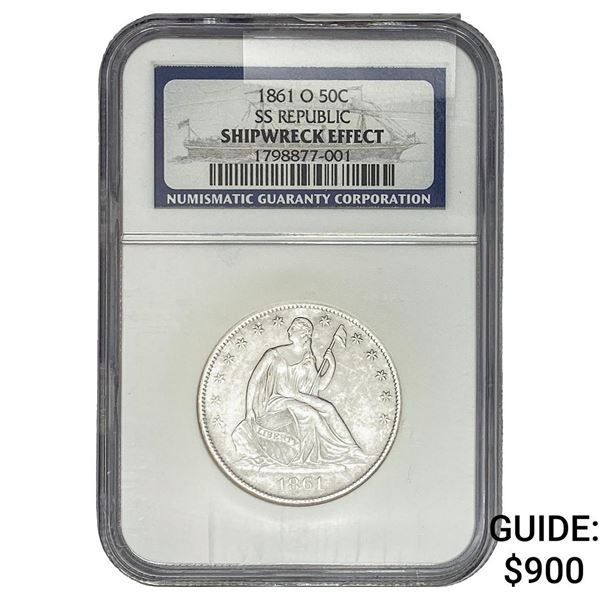 1861-O Seated Liberty Half Dollar NGC Shipwreck