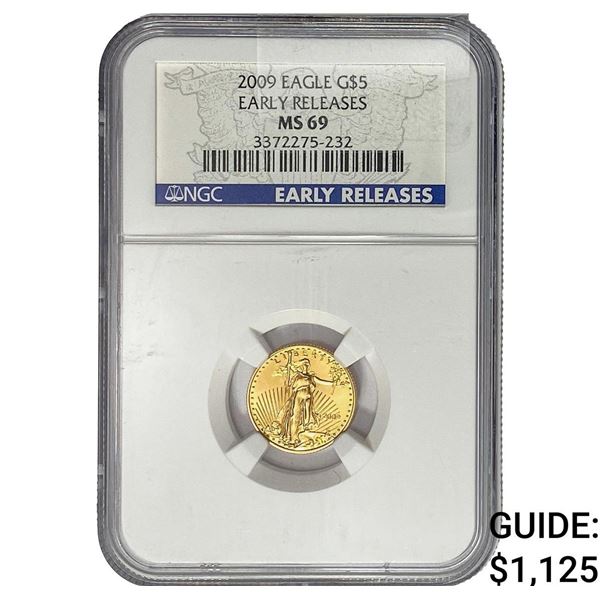 2009 $5 1/10oz Gold Half Eagle NGC MS69