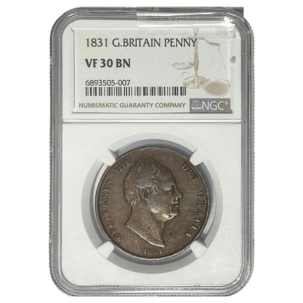 1831 Great Britian Penny NGC VF30 BN
