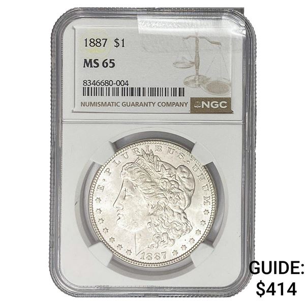 1887 Morgan Silver Dollar NGC MS65