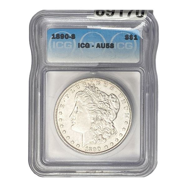 1890 S Morgan Silver Dollar ICG AU58