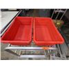 Image 2 : Rolling Utility Cart 32" x 30" x 38"H w/ 2 Plastic Bins 24" x 15" x 9"H