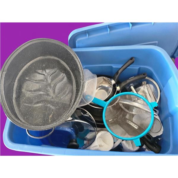 Large Tote Full of Various Kitchenware