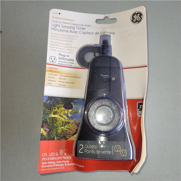 GE Outdoor Light Sensing Timer 2 Outlets