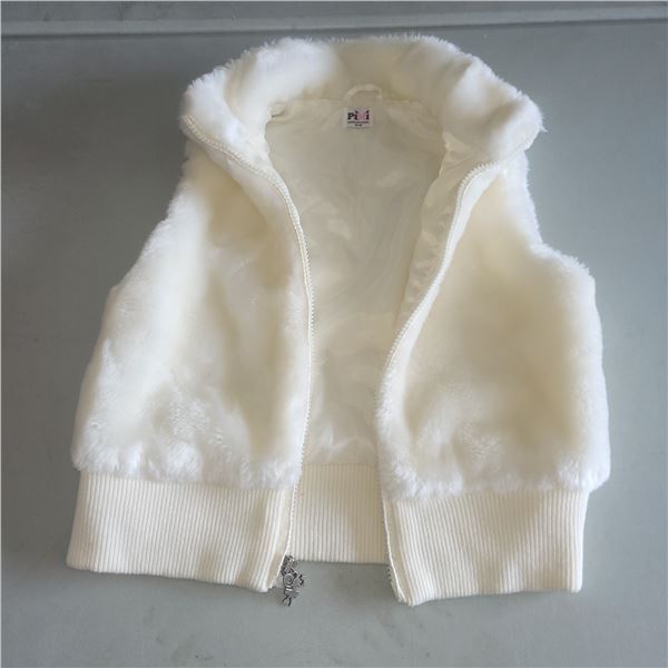 Pixi White Plush Vest - Sz M