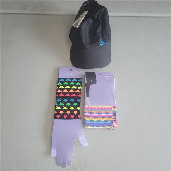 Accessory Lot - Adidas Hat, Wrist Bands, Footless Tights Sz S