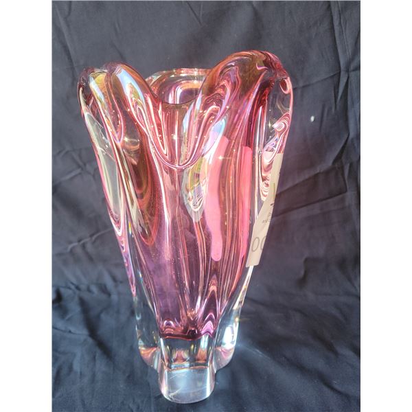 Pink/Clear Art Glass Vase A