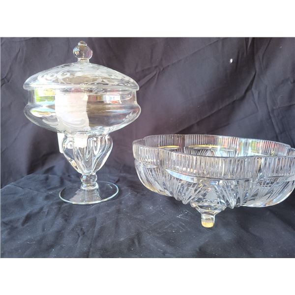 Crystal Lidded Dish and Candy Dish A
