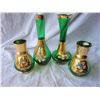 Image 2 : Green & Gold Glass Vases A