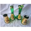 Image 3 : Green & Gold Glass Vases A