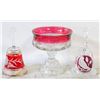 Image 1 : 3 CRYSTAL RUBY ITEMS INCLUDING 2 BELLS
