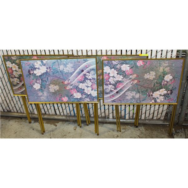 VINTAGE TV TABLE SET FLOWER MOTTIFS