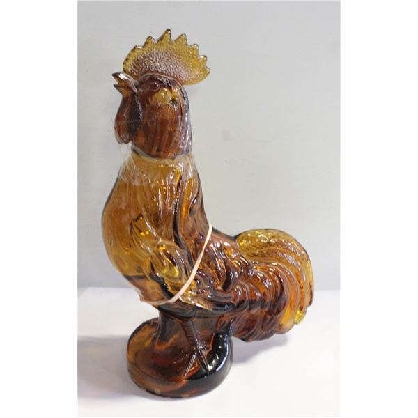 1973 JEFFREY SNYDER AMBER GLASS ROOSTER DECANTER