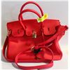 Image 1 : RED FAUX LEATHER REPLICA HANDBAG WITH LONG STRAP