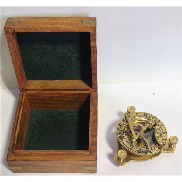 BRASS SUNDIAL COMPASS WITH BOX