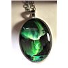 Image 1 : 11)  SILVER TONE WITH GREEN AURORA