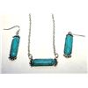Image 1 : 16)  SET OF BAR SHAPED SILVER TONE TURQUOISE