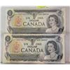Image 1 : 30)  LOT OF 2 CANADIAN $1.00 BANKNOTES