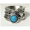 Image 1 : 10)  SILVER TONE WITH ROUND TURQUOISE