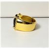 Image 2 : 8)  WIDE GOLD TONE WITH SMOKEY QUARTZ