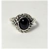 Image 1 : 9)  SILVER TONE WITH OVAL BLACK ONYX