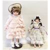 Image 1 : 2 PORCELAIN DOLLS ON STANDS 17" & 13"