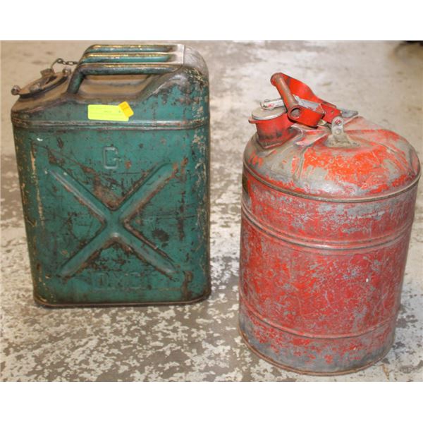 TWO ANTIQUE GAS CANS GREEN CAN VINTAGE