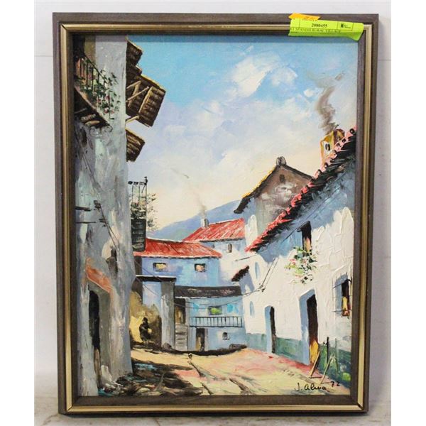 ART SPANISH RURAL VILLAGE SCENE