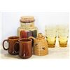 Image 1 : VINTAGE KITCHEN JAR AND 2 BROWN MUGS AND