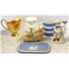 Image 1 : BLUE WEDGEWOOD RECTANGLE DISH + BLUE STRIPPED