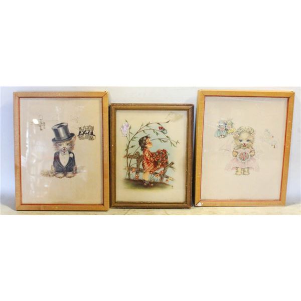 3 VINTAGE NURSERY PRINTS