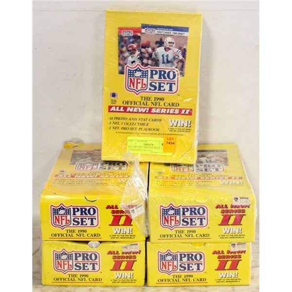 NFL PRO SET 1990 FOOTBALL CARDS UNOPENED (5 BOXES)