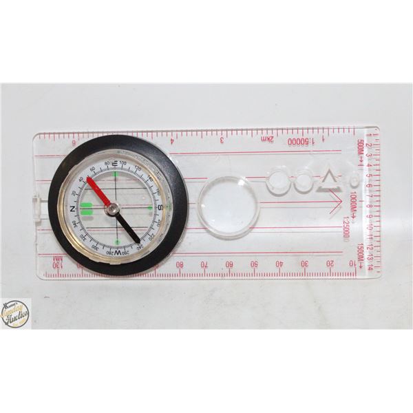COMPASS W/ RULER, MAGNIFYING GLASS & MORE