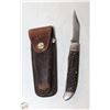Image 1 : LARGE MONARCH FOLDING KNIFE IN LEATHER SHEATH