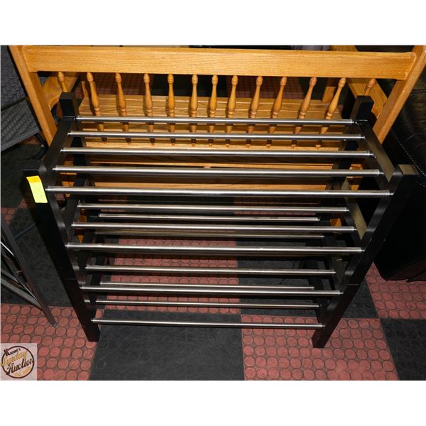 4 TIER WOOD/METAL SHOE RACK