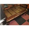 Image 1 : WOOD AND WOVEN BAMBOO GLASS TOP COFFEE TABLE