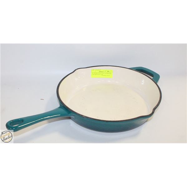 10" TRAMONTINA TEAL ENAMELLED CAST IRON PAN, 6 LB