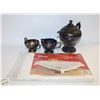Image 1 : VINTAGE TEAPOT, CREAMER, SUGAR & VINTAGE NEW LACE
