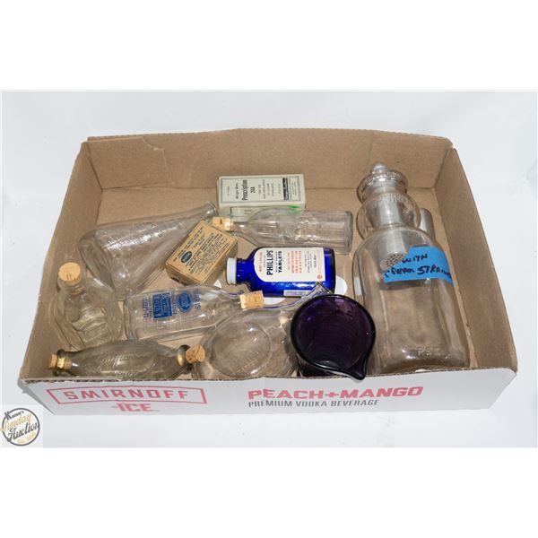 ASSORTED ANTIQUE PHARMACY RELATED ITEMS **NOT FOR