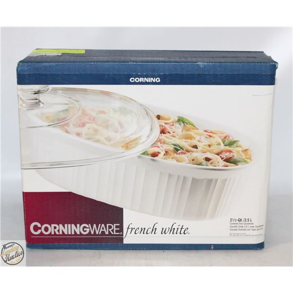 NEW CORNING WARE FRENCH WHITE COVERED