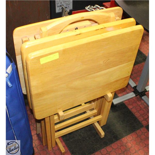 PINE TV TRAYS WITH STAND