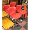 Image 1 : CHROME/VINYL BAR STOOLS- SET OF 4- ADJUSTABLE