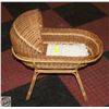 Image 1 : VINTAGE WICKER DOLL CRADLE 23" LENGTH X 26" HIGH