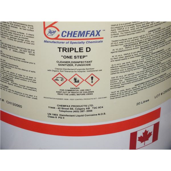1 5Gal Pail Of Chemfat Triple D Disinfectant Cleaner