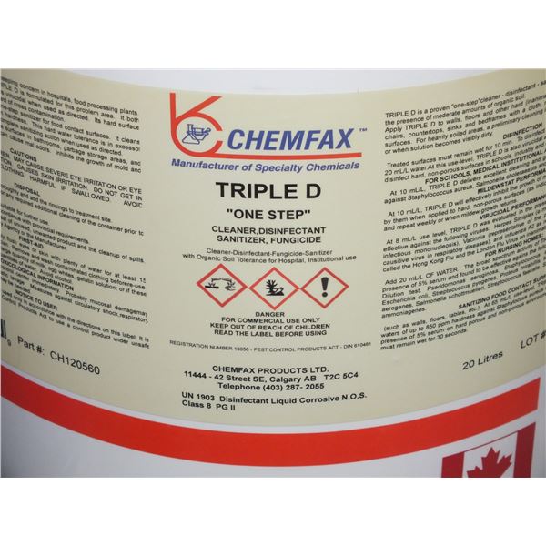 1 5Gal Pail Of Chemfat Triple D Disinfectant Cleaner
