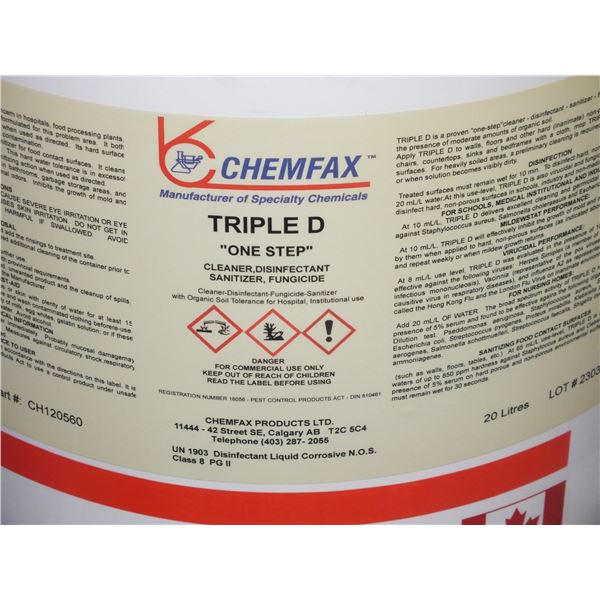 1 5Gal Pail Of Chemfat Triple D Disinfectant Cleaner