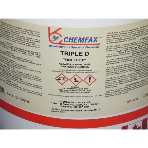 1 5Gal Pail Of Chemfat Triple D Disinfectant Cleaner