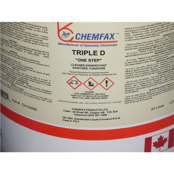 1 5Gal Pail Of Chemfat Triple D Disinfectant Cleaner